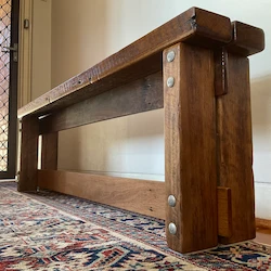 Handmade narrow wooden bench seat